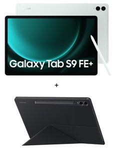 Buy Galaxy Tab S9 FE Plus Light Green 8GB RAM 128GB Wifi With Book Cover - Middle East Version in UAE