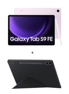 اشتري Galaxy Tab S9 FE  Light Pink 6GB RAM 128GB 5G With Book Cover - Middle East Version في الامارات