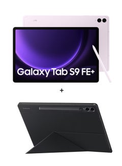 اشتري Galaxy Tab S9 FE Plus Light Pink 12GB RAM 256GB Wifi With Book Cover - Middle East Version في الامارات