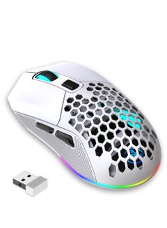 Buy 600 mAh T28 RGB Lighting 2.4G Wireless BT5.1 Wireless Gaming Mouse With USB Receiver With Adjustable DPI Dual-Color Interchangeable Design With Silver white in Saudi Arabia