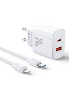 اشتري Joyroom Dual-Port Fast Charger Kit 20W White في مصر