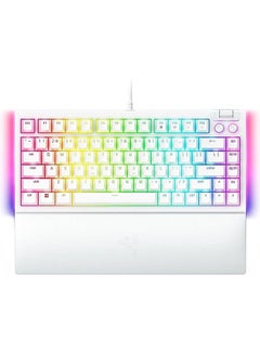 اشتري Razer BlackWidow V4 75% Mechanical Gaming Keyboard, Hot-Swappable Design, Tactile Switches, Chroma RGB, MF Roller & Media Keys, US Layout, Comfortable Wrist Rest, White في الامارات