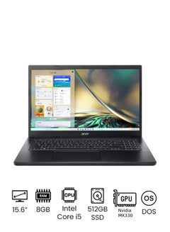 Buy Aspire 7 A715-76G-56U2 Laptop With 15.6-inch Full HD Display, Core i5-12450H Processor/8GB RAM/512GB SSD/DOS(Without Windows)/4GB Nvidia GeForce RTX 3050/ English/Arabic Charcoal Black in Saudi Arabia