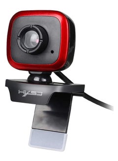 اشتري A849 USB Web Camera 480P Computer Camera Manual Focus Webcam with Sound-absorbing Microphone for PC Laptop Red/Black في الامارات