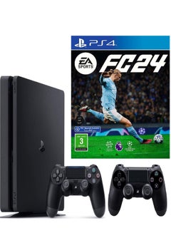 Buy PlayStation 4 Slim 500GB Console With 2 DUALSHOCK Controllers and EA FC 24 in Saudi Arabia