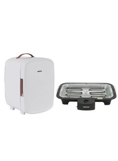 Buy 10 L Mini Refrigerator With 2000W Electric Barbecue Grill Set - 10 L Mini Refrigerator With Semiconductor Direct Cooling, AC/DC Working & Electric Barbecue Grill With Auto-Thermostat Control 10 L GRF63052+GBG9898 White & black in UAE