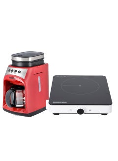 Buy Grinder & Drip Coffee Maker With Infrared Cooker Set- Coffee Maker 3.5L With 4 cups, Washable Filter, Keep Warm Function & 2000W Infrared Cooker With Overheat Protection, 10 Temperature Levels. 3.5 L 2000 W GCM41512+GIC33014 Red & black in UAE