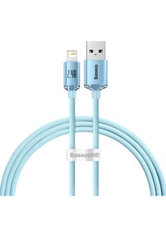 اشتري Crystal Shine Series Fast Charging Data Cable USB to iP 2.4A 1.2m Sky Blue في مصر