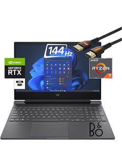 اشتري Victus 15 Gaming Laptop With 15.6-Inch Display, Ryzen 7 5800H Processor/16GB RAM/1TB SSD/4GB Nvidia GeForce RTX 3050 Ti Graphic Card/Windows 11 + HDMI Cable English Black في الامارات