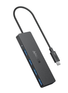 اشتري 4-Port USB 3.0 Data Hub, Ultra-Slim 5Gbps USB-C OTG Hub With 20 Cm Extended Cable, For MacBook, Mac Pro, Mac Mini, iMac, Surface Pro, XPS, PC, Flash Drive, Mobile HDD Charging Not Supported Black في الامارات