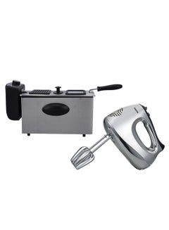 اشتري 3L Deep Fryer With 200W Hand Mixer Set - Fryer With Safety Cut Out, Non-Slip Handle, Non-Stick Inner Bowl, 2180W & Adjustable Temperature Control, Hand Mixer With 5 Speed Function with Turbo 3 L 2180 W Combo-GDF36015+GHM6127 Silver في الامارات