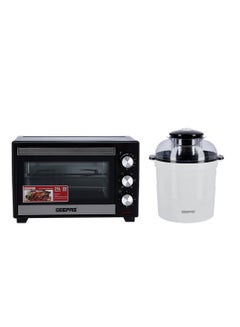 اشتري Electric Oven With Rotisserie & Ice Cream Maker Set - Electric Oven With 1600W power , 6 Stages Heating Selector  &  Ice Cream Maker With 1.5QT Capacity, Aluminium Bowl with Teflon Oil 25 L 1600 W Combo-GO4464+GIM63027UK Black & white في الامارات