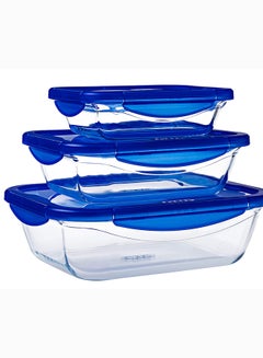 Buy Cook and Go Rectangle With Lid 800ml Transparent/Blue 20 x 15 x 5 cmcm in Egypt