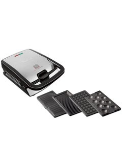 Buy Snack Collection Combination Device Snack Maker Includes 4 Non-Stick Plate Sets Dishwasher Safe Panini Waffles Sweet Cakes And Sandwich Maker 700 W SW854D Black/Stainless Steel in UAE