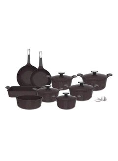 Buy Korean Extrema Granite Cookware Set, Consisting Of 14 Pieces Purple مكونات الطقم : قدر جرانيت مقاس 20 سم مع غطاء + قدر جرانيت مقاس 22 سم مع غطاء + قدر جرانيت مقاس 24 سم مع غطاء + قدر جرانيت مقاس 26 سم مع غطاء + قدر جرانيت مقاس 28 سم مع غطاء + مقلاة جرانيت مقاس 26 سم  + مقلاة ووك رخامية مصبوبة 30 سم + صينية فرن مستطيل in Saudi Arabia