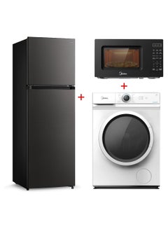 Buy Home Bundle Offer - Refrigerator 6KG Washing Machine 20L Digital Microwave Free Installation 390 L MDRT390MTE28 + MF100W60W-GCC + EM721BK Silver in UAE
