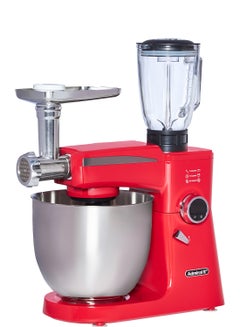 Buy Stand Mixer, Stainless Steel Bowl With 1.5L Glass Blender & 1 Set Meat Grinder, Low Noise 75dB Highest Speed, Digital Knob Shows Time & Adjust Speed 10 L 2000 W ADSM10SS20 Red in UAE