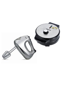 Buy 200W Hand Mixer With Heart Waffle Maker Set - Hand Mixer With 5 speed With Turbo Function, 2 Beater & 2 Hooks, Eject Button & Waffle Maker With Temperature Control Knob, Non-Sticks Plates 200 W Combo-GHM6127+GWM36538 Silver & black in UAE