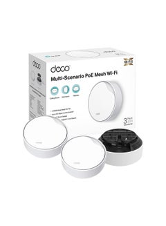 Buy Deco X50-PoE AX3000 Whole Home Mesh Wi-Fi 6 System with PoE, Dual-Band, AI-Driven Mesh, cover up to 6,500 ft2, Connect up to 150 devices, 1.0 GHz Dual-Core CPU, HomeShield, Pack of 3 White in UAE