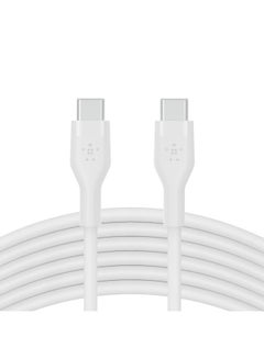 اشتري كابل شحن BoostCharge Flex سيليكون USB C كابل شحن USB من النوع C إلى USB من النوع C كابل شحن لهاتف iPhone 15 Samsung Galaxy S24 S23 iPad MacBook Note Pixel والمزيد 3 متر أبيض أبيض في السعودية