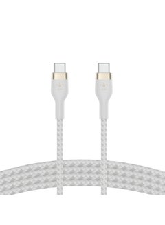 Buy BoostCharge Pro Flex Braided USB-C to USB-C Sync Cable 1M| Fast Charge Power Delivery, Heavy Duty, For Apple MacBook Air/Pro, iPad Pro/Air/Mini, Samsung Galaxy S23/22 Ultra - White in UAE