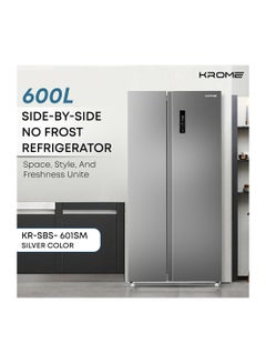 Buy Side By Side Refrigerator With Multi Air Flow System, Electronic Touch Temperature Control, Door Alarm, No Frost Cooling System Twist Ice Maker, 1 Year Warranty 600 L KR-SBS 601SM Inox in UAE