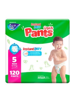 Buy Baby Instant Dry Pants Size 5 Maxi 12-17kg 120 Diapers in UAE