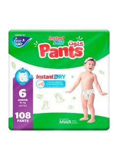 Buy Baby Instant Dry Pants Size 6 Junior 15kg 108 Diapers in UAE