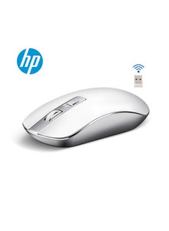 اشتري S4000 Wireless Mouse 2.4GHz Wireless Silent Portable Silm 1600dpi Laptop Optical Mice White/Silver في الامارات