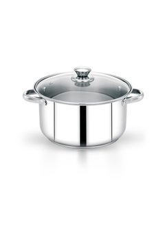 اشتري Massilia Stainless Steel Stockpot with Glass Lid- RF11591 Perfect for Simmering, Boiling, Steaming, Etc Silver 18cm في الامارات