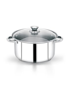 Buy Royalford Massilia Stainless Steel Stockpot with Glass Lid- RF11592 Perfect for Simmering, Boiling, Steaming, Etc Silver 20cm in UAE