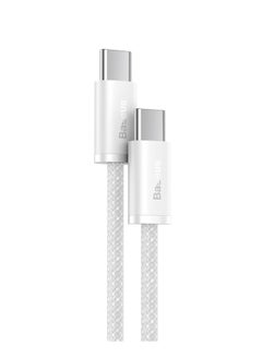 اشتري USB C To USB C Cable 1M, 100W Power Delivery Type-C Cord 5A PD Fast Charger With E-Marker Chip Compatible For iPhone 15/ 15 Pro Max/Plus, MacBook Pro, Chromebook, iPad Pro, Galaxy S23 Ultra/S22 White في الامارات