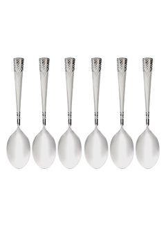 اشتري Royalford 14 cm Stainless Steel Tea Spoon- RF11944 Pack of 6, Stylish Sandblast Finish, Light-Weight and 100% Food-Grade Non-Magnetic, Suitable for Dining Table, Home and Restaurant Silver في الامارات