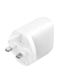 اشتري BoostCharge Pro 60W PPS Wall And Fast Charge PD Portable Drop Proof, Dual Ports, 2x USB-C For Apple/Android iPhone 14/13/12 Pro Max, iPad, Samsung Phones / Tablets, UK 3-Pin Plug - White في السعودية