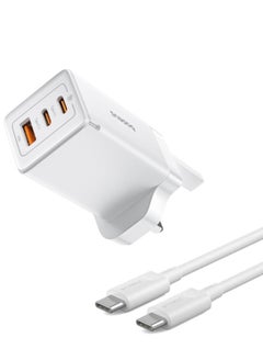 Buy 65W USB C Charger 3-Port Foldable GaN5 Pro Laptop Charger Type C Fast Wall Charger Plug Compatible With MacBook Pro/Air, HP/Dell/Lenovo, iPad Pro/Air, iPhone 15 Pro Max, Galaxy S23, Steam Deck, Etc White in UAE