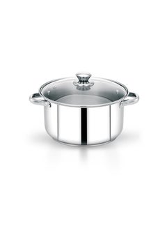 Buy Royalford 22 cm Massilia Stainless Steel Stockpot with Glass Lid- RF11593 Perfect for Simmering, Boiling, Steaming, Etc Silver 22cm in UAE