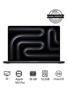 Buy MacBook Pro MRW23 Laptop M3 Pro chip with 12‑core CPU, 18‑core GPU: 16.2-inch Liquid Retina XDR Display, 36GB Unified Memory, 512GB SSD Storage(International version) English Space Black in UAE