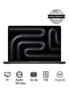 اشتري 2023 Newest MacBook Pro MRW33 Laptop M3 Max chip with 14‑core CPU, 30‑core GPU: 16.2-inch Liquid Retina XDR Display, 36GB Unified Memory, 1TB SSD Storage And Works with iPhone/iPad English Space Black في الامارات