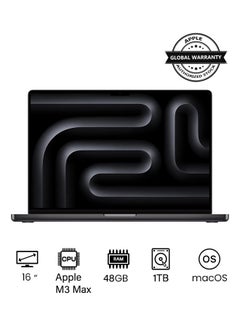 Buy 2023 Newest MacBook Pro MUW63 Laptop M3 Max chip with 16‑core CPU, 40‑core GPU: 16.2-inch Liquid Retina XDR Display, 48GB Unified Memory, 1TB SSD Storage And Works with iPhone/iPad(International version) English Space Black in UAE