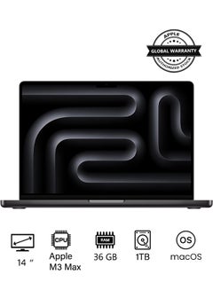 Buy 2023 Newest MacBook Pro MRX53 Laptop M3 Max chip with 14‑core CPU, 30‑core GPU: 14.2-inch Liquid Retina XDR Display, 36GB Unified Memory, 1TB SSD Storage And Works with iPhone/iPad(International version) English Space Black in UAE