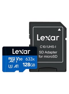 Buy High-Performance 633x 128GB MicroSDXC UHS-I Card With SD Adapter, Up To 100MB/s Read, For Smartphones, Tablets, And Action Cameras 128 GB in Saudi Arabia