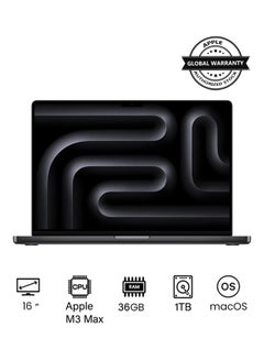 اشتري 2023 Newest MacBook Pro MRW33 Laptop M3 Max chip with 14‑core CPU, 30‑core GPU: 16.2-inch Liquid Retina XDR Display, 36GB Unified Memory, 1TB SSD Storage And Works with iPhone/iPad English/Arabic Space Black في الامارات