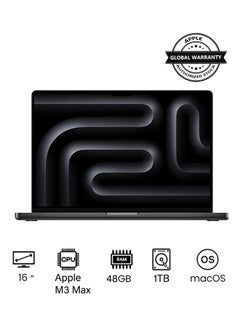 اشتري 2023 Newest MacBook Pro MUW63 Laptop M3 Max chip with 16‑core CPU, 40‑core GPU: 16.2-inch Liquid Retina XDR Display, 48GB Unified Memory, 1TB SSD Storage And Works with iPhone/iPad English/Arabic Space Black في الامارات