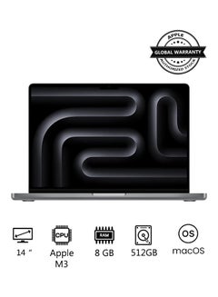 Buy 2023 Newest MacBook Pro MTL73 Laptop M3 chip with 8‑core CPU, 10‑core GPU: 14.2-inch Liquid Retina XDR Display, 8GB Unified Memory, 512GB SSD Storage And Works with iPhone/iPad English/Arabic Space Grey in Egypt