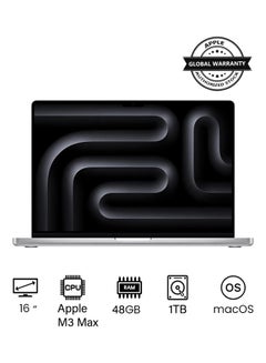 اشتري 2023 Newest MacBook Pro MUW73 Laptop M3 Max chip with 16‑core CPU, 40‑core GPU: 16.2-inch Liquid Retina XDR Display, 48GB Unified Memory, 1TB SSD Storage And Works with iPhone/iPad English/Arabic Silver في الامارات