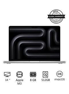 اشتري 2023 Newest MacBook Pro MR7J3 Laptop M3 chip with 8‑core CPU, 10‑core GPU: 14.2-inch Liquid Retina XDR Display, 8GB Unified Memory, 512GB SSD Storage And Works with iPhone/iPad English/Arabic Silver في مصر