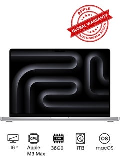 اشتري 2023 Newest MacBook Pro MRW73 Laptop M3 Max chip with 14‑core CPU, 30‑core GPU: 16.2-inch Liquid Retina XDR Display, 36GB Unified Memory, 1TB SSD Storage And Works with iPhone/iPad English/Arabic Silver في السعودية