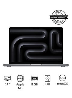 Buy 2023 Newest MacBook Pro MTL83 Laptop M3 chip with 8‑core CPU, 10‑core GPU: 14.2-inch Liquid Retina XDR Display, 8GB Unified Memory, 1TB SSD Storage And Works with iPhone/iPad English/Arabic Space Grey in Saudi Arabia