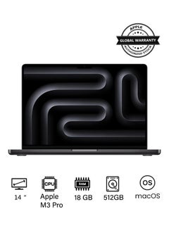 اشتري 2023 Newest MacBook Pro MRX33 Laptop M3 Pro chip with 11‑core CPU, 14‑core GPU: 14.2-inch Liquid Retina XDR Display, 18GB Unified Memory, 512GB SSD Storage And Works with iPhone/iPad English/Arabic Space Black في مصر
