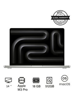 اشتري 2023 Newest MacBook Pro MRX63 Laptop M3 Pro chip with 11‑core CPU, 14‑core GPU: 14.2-inch Liquid Retina XDR Display, 18GB Unified Memory, 512GB SSD Storage And Works with iPhone/iPad English/Arabic Silver في السعودية